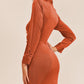 Pumpkin Picking Front Ruched Button-Down Skinny Mini Shirt Dress