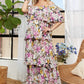 Layered Floral Off-Shoulder Short Sleeve Maxi Dress