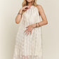 Applique Pearl Detail Grecian Neck Midi Dress