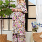 Layered Floral Off-Shoulder Short Sleeve Maxi Dress