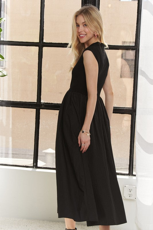 V-Neck Cap Sleeve Dress