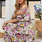 Layered Floral Off-Shoulder Short Sleeve Maxi Dress
