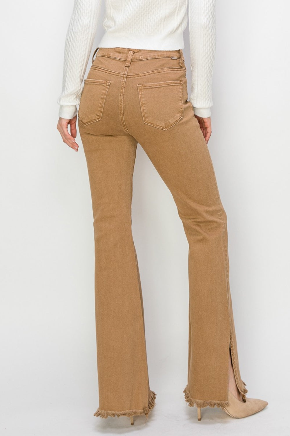 Flora Bailey Full Size High Waist Side Slit Flare Jeans
