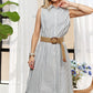 Striped Button Down Sleeveless Midi Dress