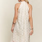 Applique Pearl Detail Grecian Neck Midi Dress