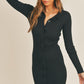 Cheyene Button Up Ribbed Mini Shirt Dress