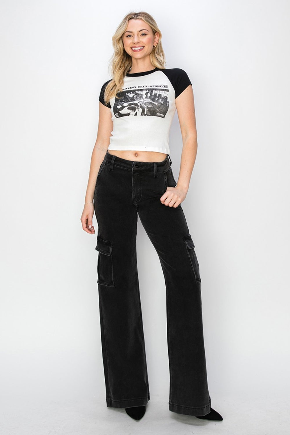 Macy Risen Full Size High Rise Wide Leg Cargo Jeans