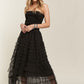 Elastic Waist Layered Mesh Midi Skirt